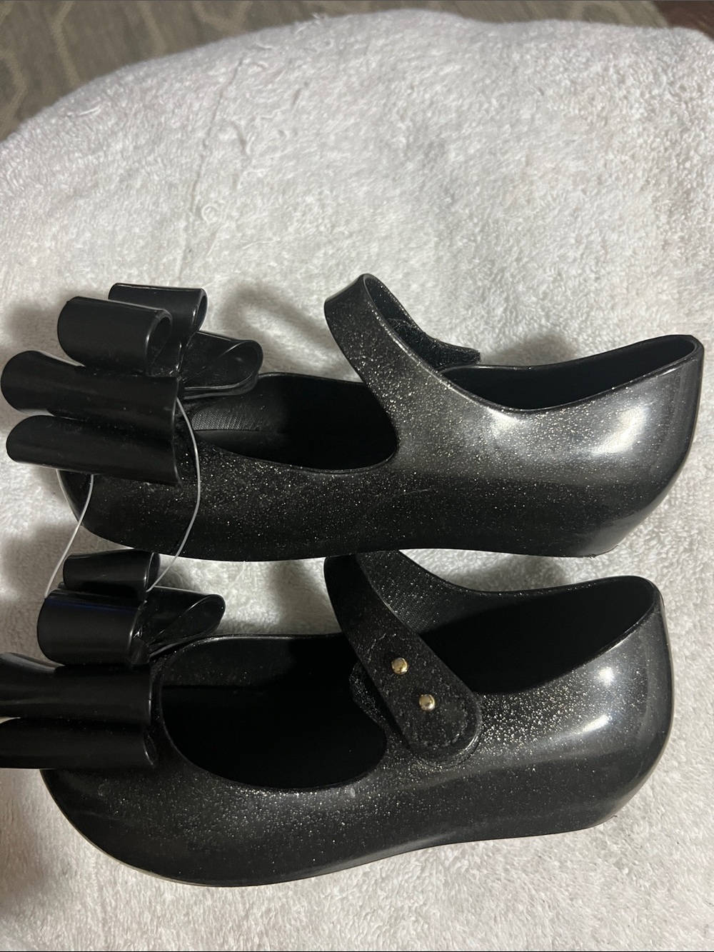Mini Melissa Black Girls' Mary Jane Dress Shoes with Bow